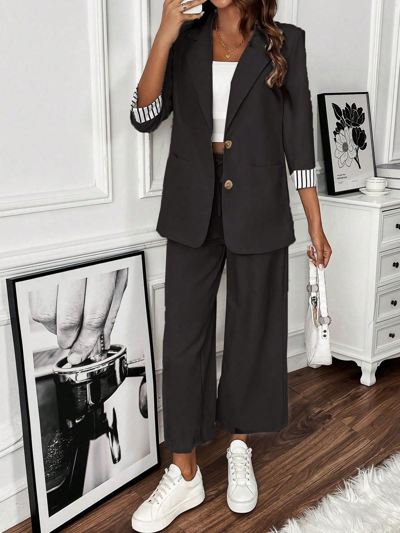 Single-Breasted Blazer And Trouser Casual Suit Set
