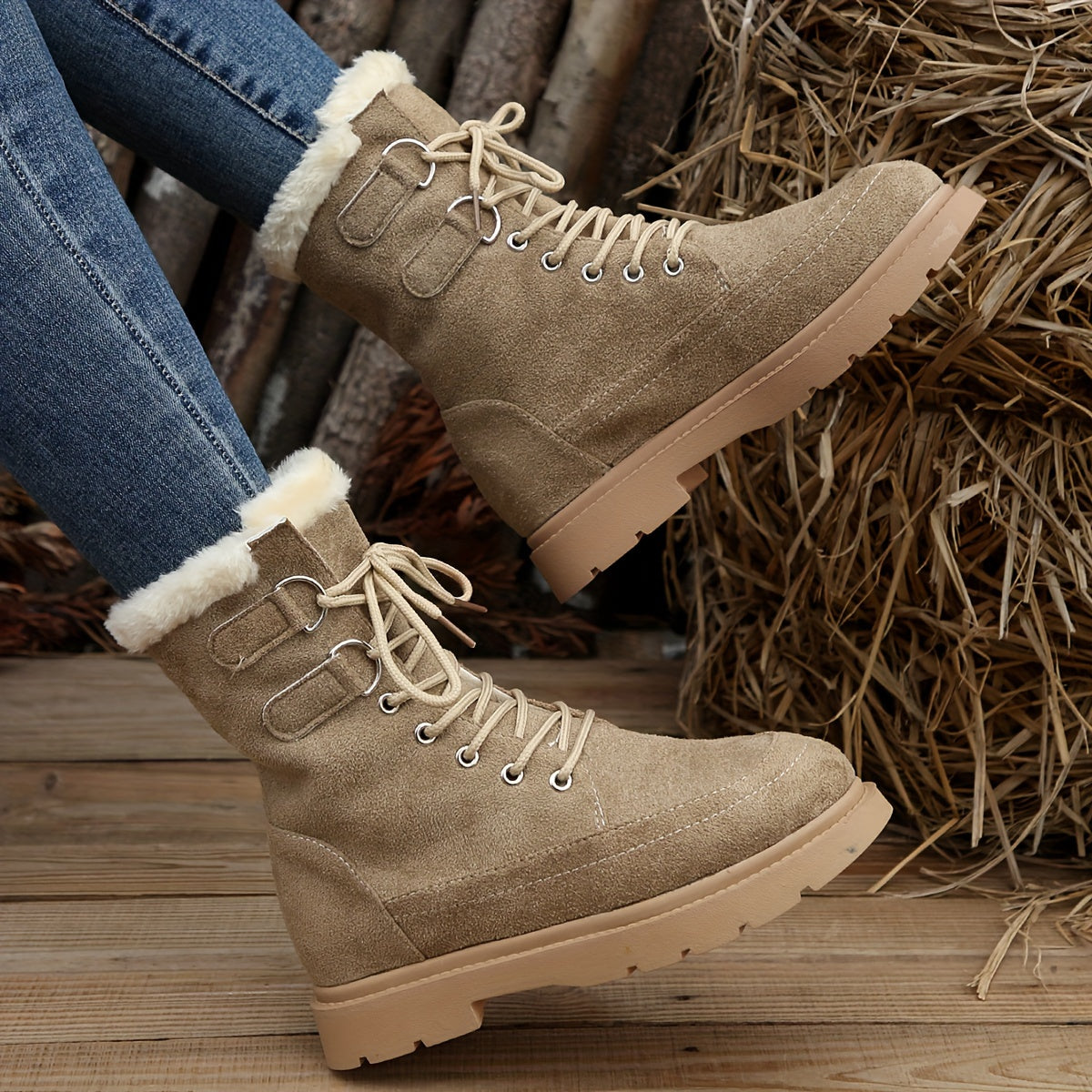 GS Winter Walk | Luxe half hoge gevoerde wandellaarzen met veters voor dames