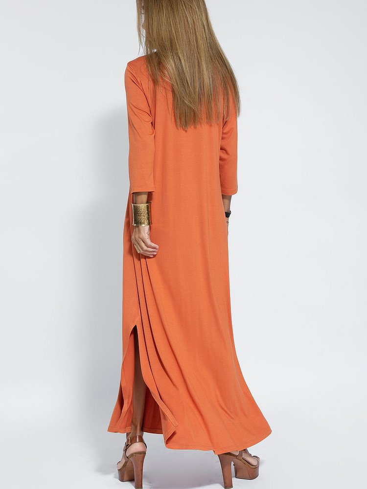 Casual Solid Color V-neck Comfortable Dress
