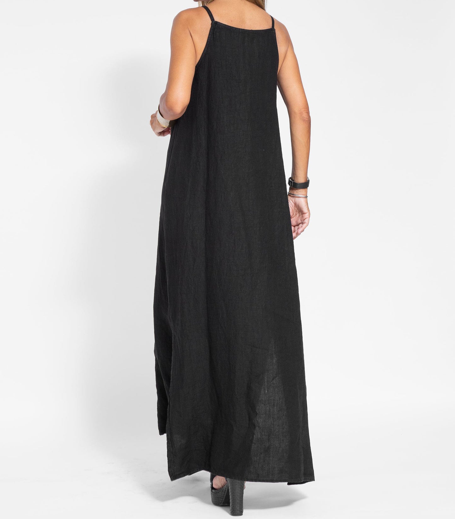 Elegant Solid Color Cotton Linen Sleeveless Long Dress