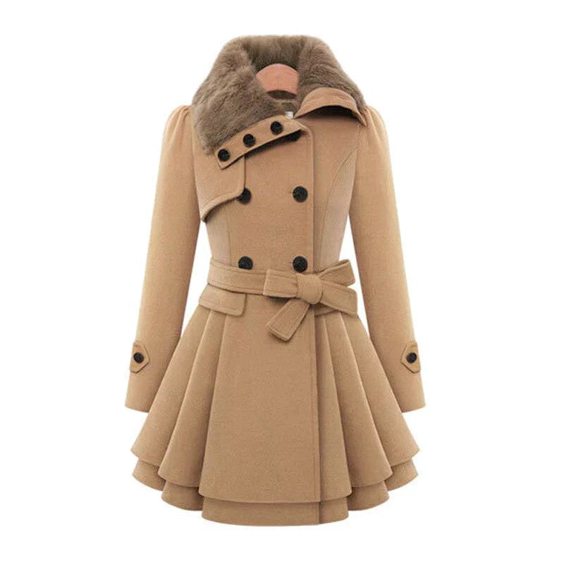 Vivienne | Stijlvolle trenchcoat met bontkraag