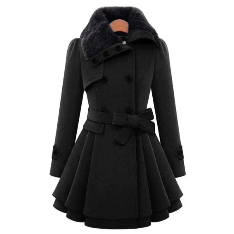 Vivienne | Stijlvolle trenchcoat met bontkraag