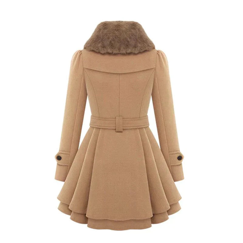 Vivienne | Stijlvolle trenchcoat met bontkraag