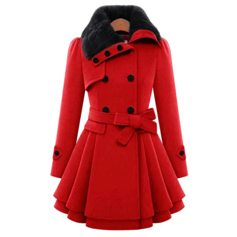 Vivienne | Stijlvolle trenchcoat met bontkraag