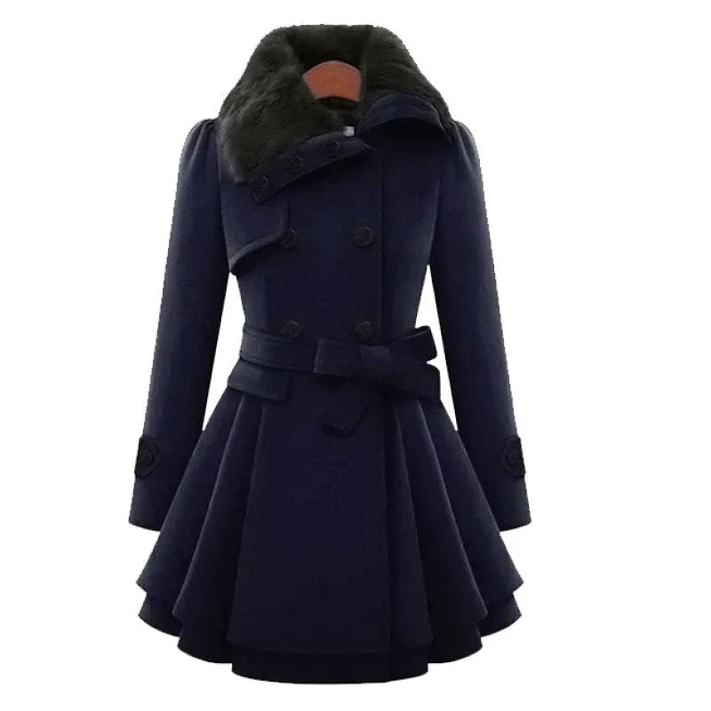 Vivienne | Stijlvolle trenchcoat met bontkraag