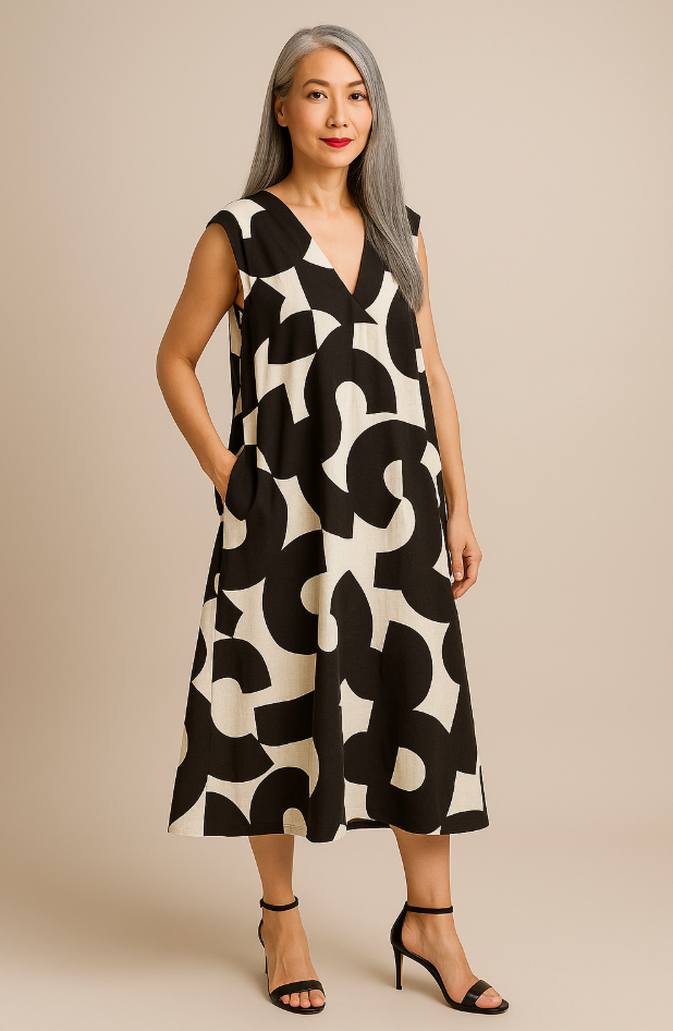 VERA | JURK MET PRINT EN V-HALS