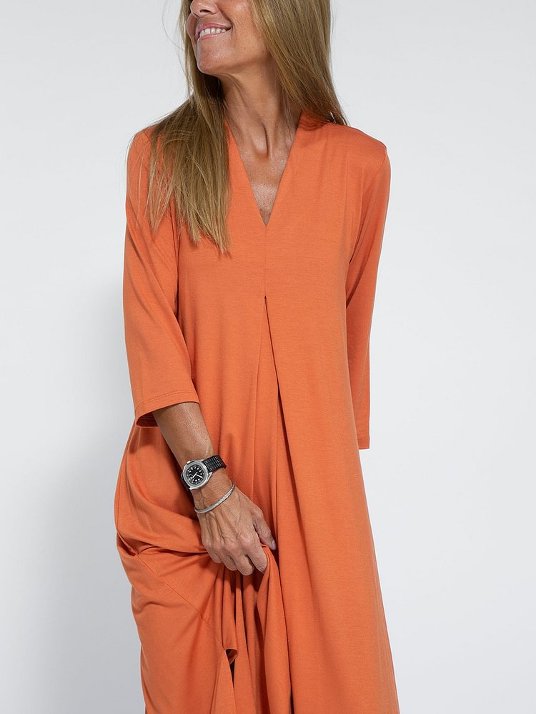 Casual Solid Color V-neck Comfortable Dress