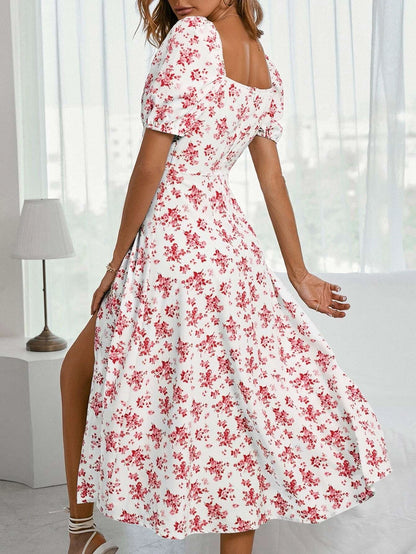 Floral Knot Split Thigh A-line Dress