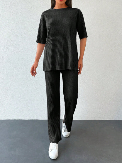 2 piece ribbed pants set