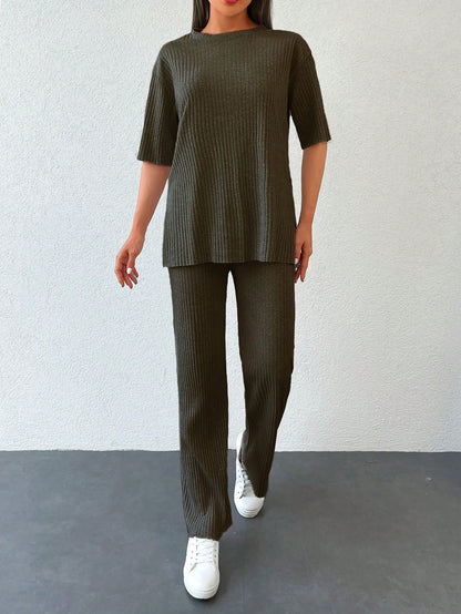 2 piece ribbed pants set