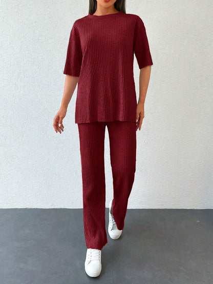 2 piece ribbed pants set