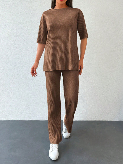 2 piece ribbed pants set