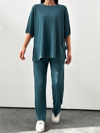 2 piece ribbed pants set