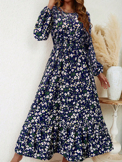 Floral Print Long Sleeve Dress Maxi