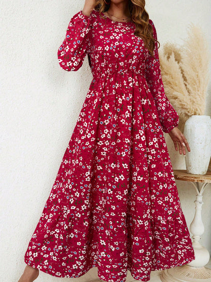 Floral Print Long Sleeve Dress Maxi