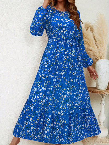 Floral Print Long Sleeve Dress Maxi
