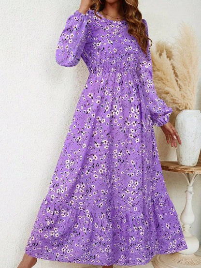 Floral Print Long Sleeve Dress Maxi