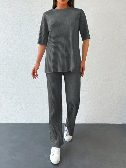 2 piece ribbed pants set