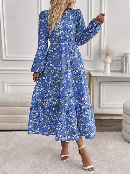 Floral Print Long Sleeve Dress Maxi