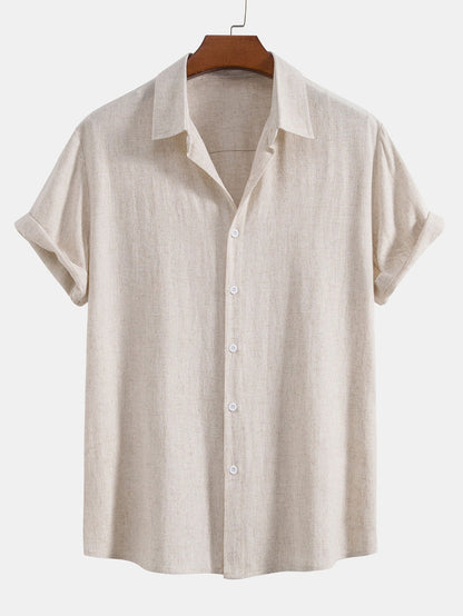 Linen Rayon Blend Button Up Shirt & Straight Leg Linen Pants