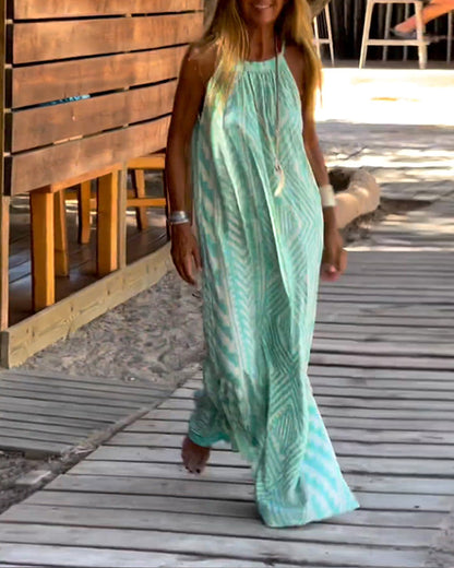 Women's Bohemia Geometric Print Sleeveless Long Dress