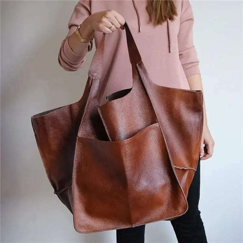 Elize - Vintage Leren Shopper Tas