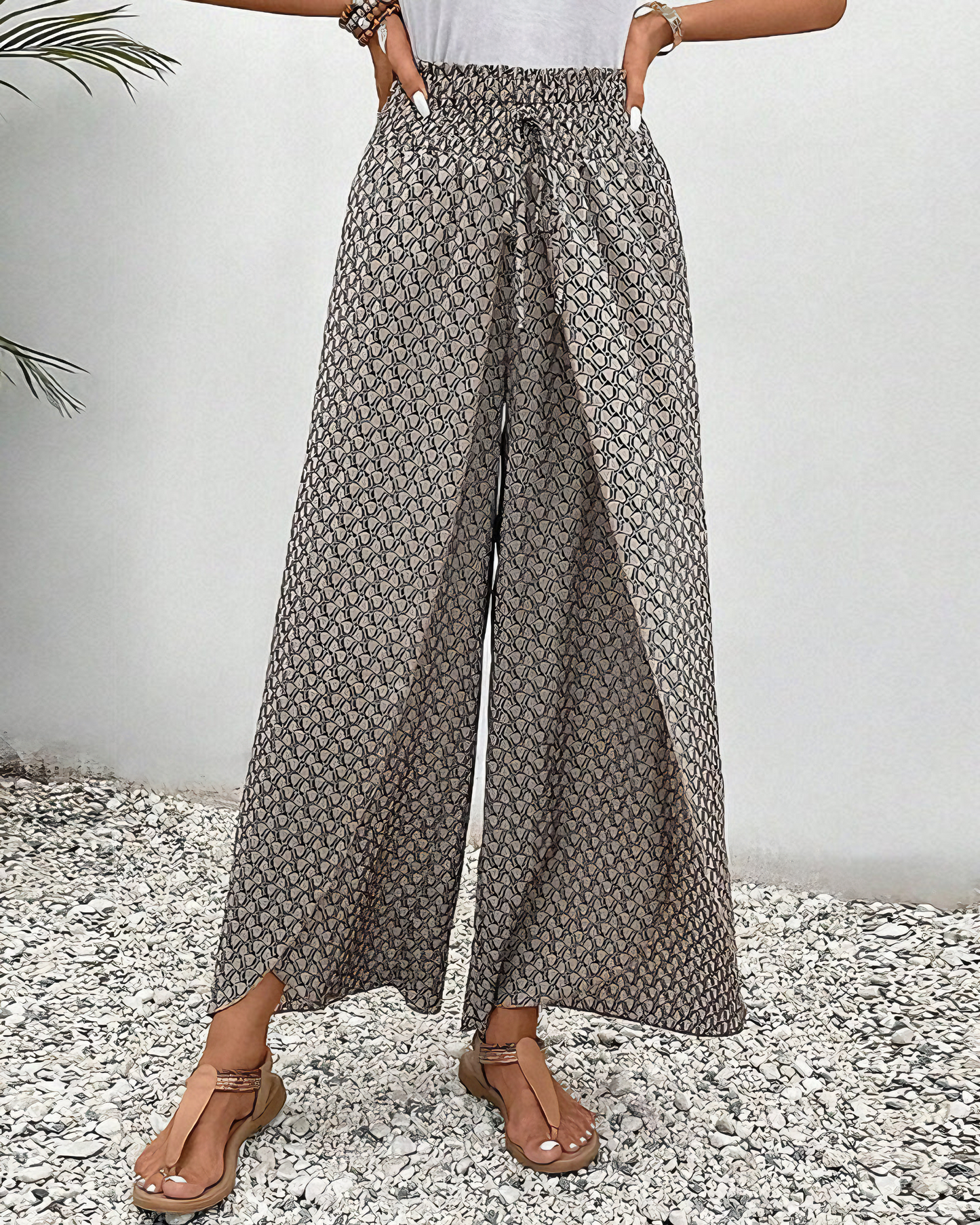 Elisa - Flared Broek met geometrische print