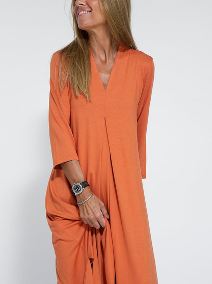 Casual Solid Color V-neck Comfortable Dress